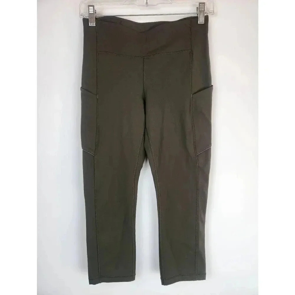 Lululemon Speed Up Crop- Leggings Dark Green Size 6